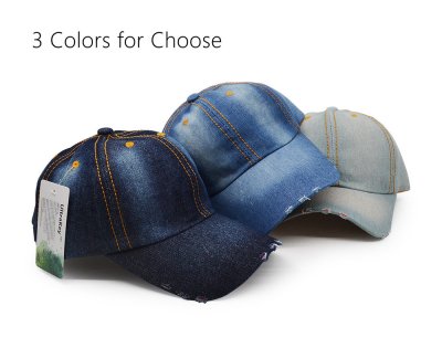 Denim Baseball Cap, Unisex Sport Hat Casual Women Men Sun Hat Outdoor Cowboy Cap Dilapidated Design