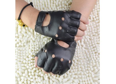 Unisex Black PU Leather Fingerless Gloves Solid Female Half Finger Driving Women Men Fashion haulage motor Punk Gloves
