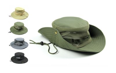 Boonie Hat, Outdoor Sun Protect Hat Army Style Sun Cap with Polyester Mesh Panel Keep Cool