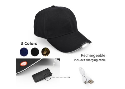 Rechargeable Led Baseball Cap, Hands Free LED Baseball Cap Hat for Outdoor Jogging Hip Hop Party Holiday